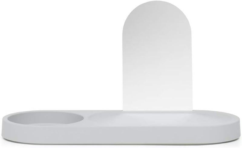 Fatboy Edison the Petit Table Lamp with Shelf & Mirror | 3 different light | Chargeable via USB | Wireless | Suitable for indoors | classic night light | Battery life: 6-20 h | 16x25 cm - light grey - Image 1